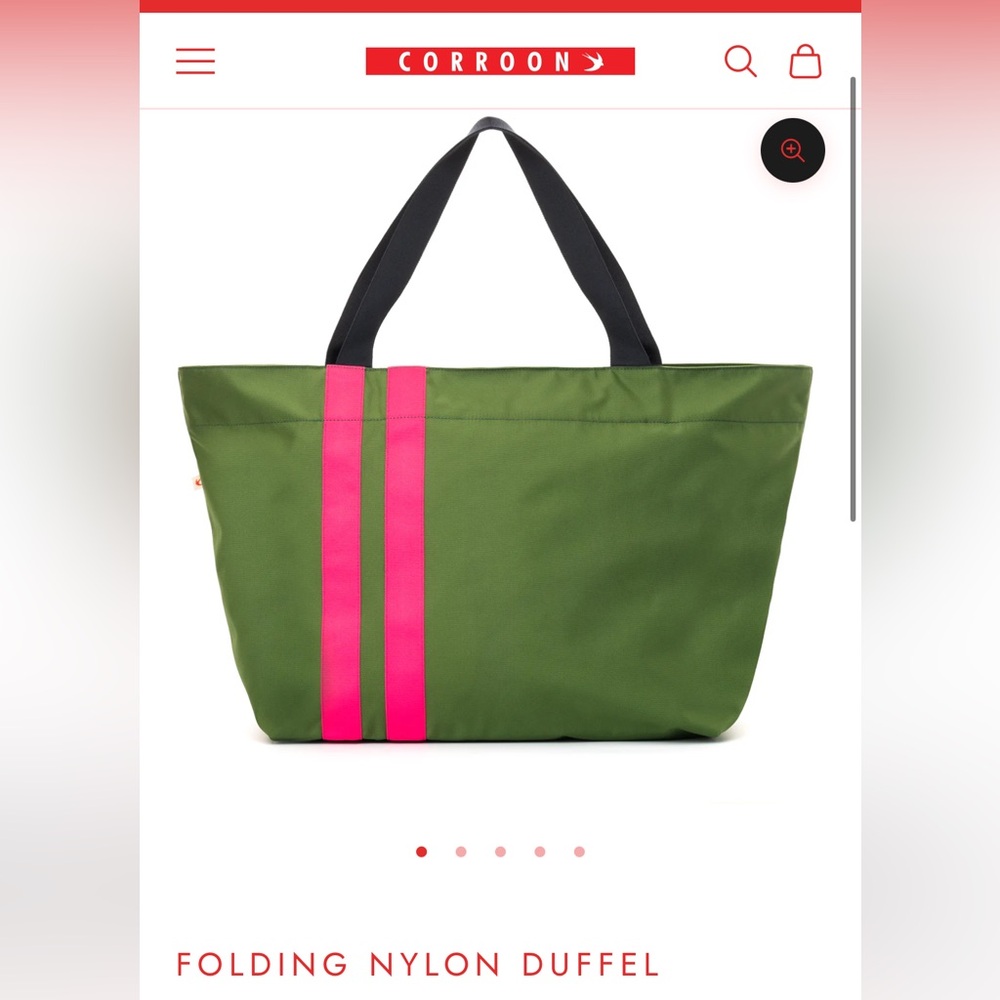 CORROON Green and Pink Folding Nylon Duffel Bag